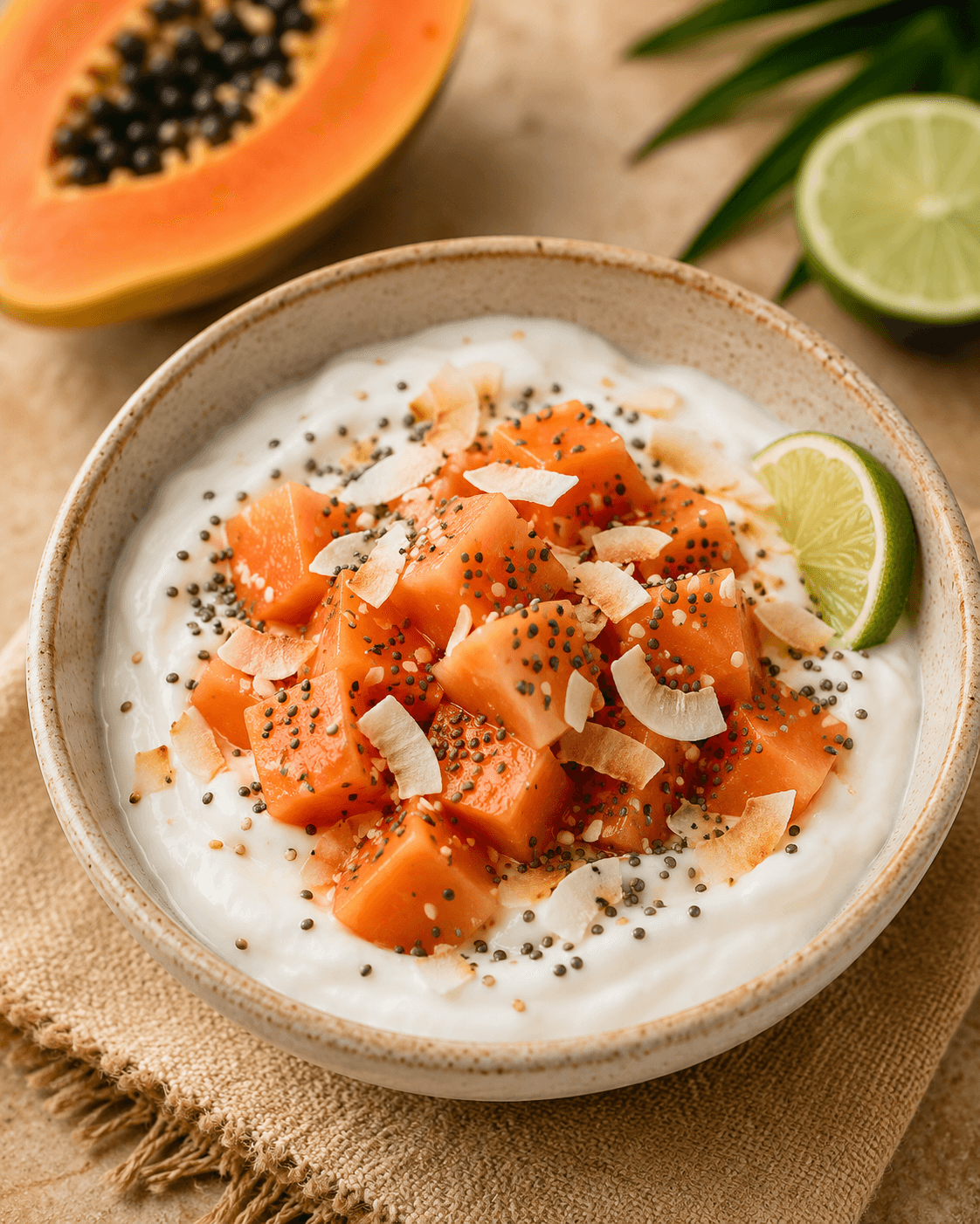 Coconut Yogurt, Papaya & Chia Seed Bowl