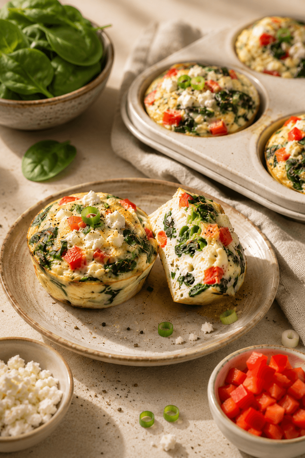 Egg White, Spinach & Feta Breakfast Muffins