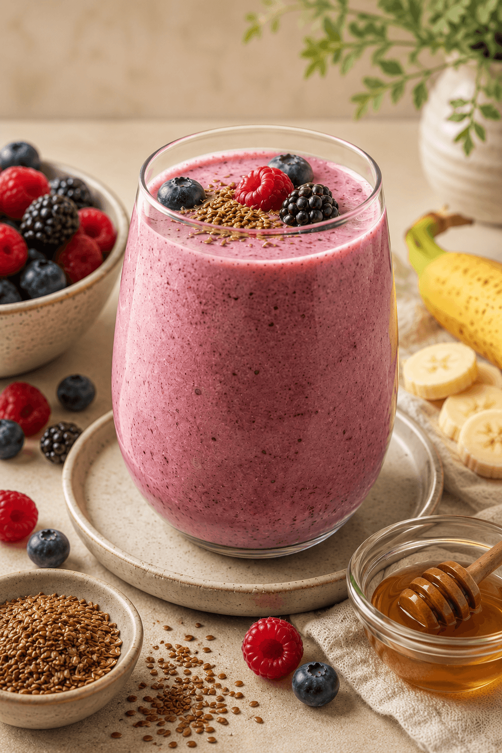 Kefir, Berry & Flaxseed Smoothie
