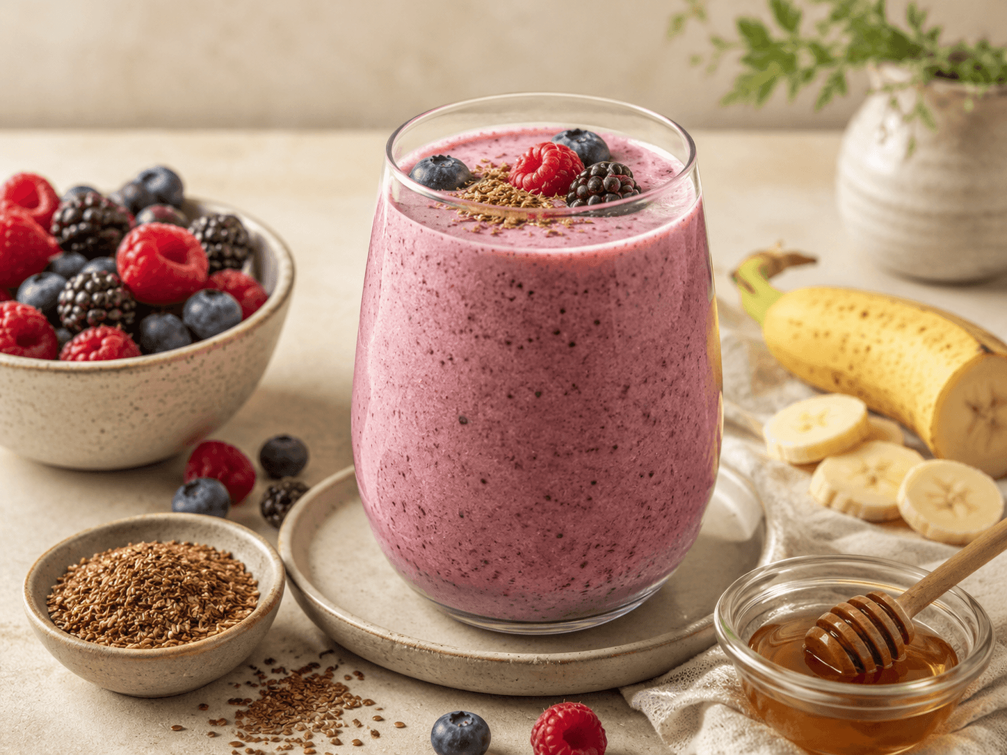 Kefir, Berry & Flaxseed Smoothie