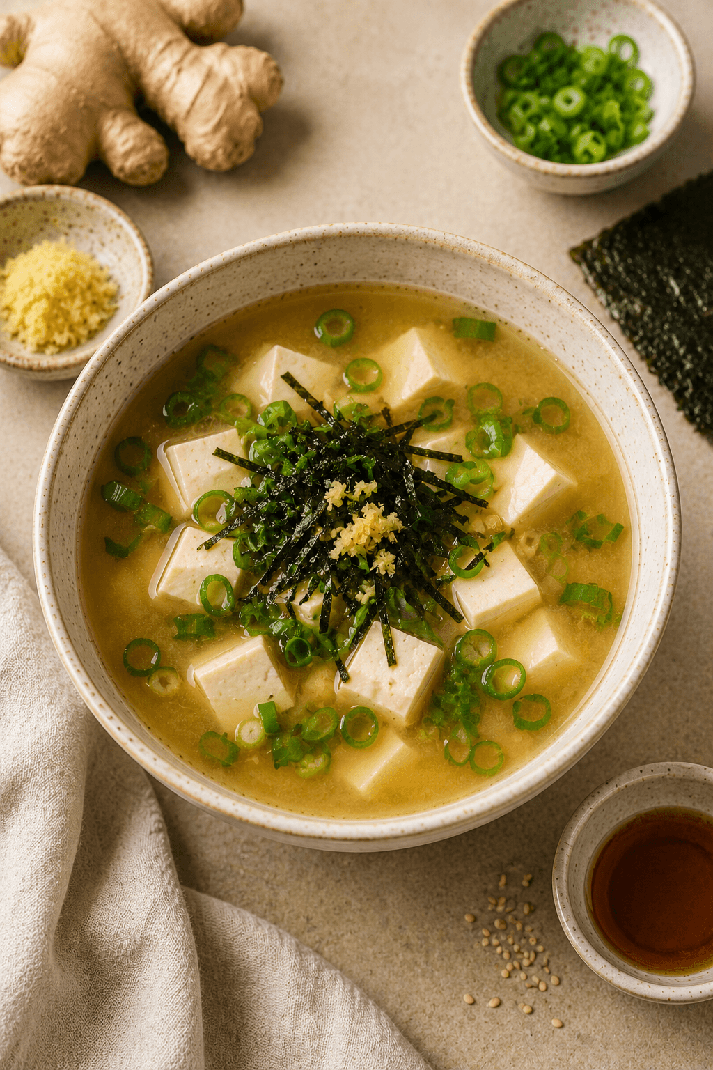 Miso & Ginger Broth with Silken Tofu