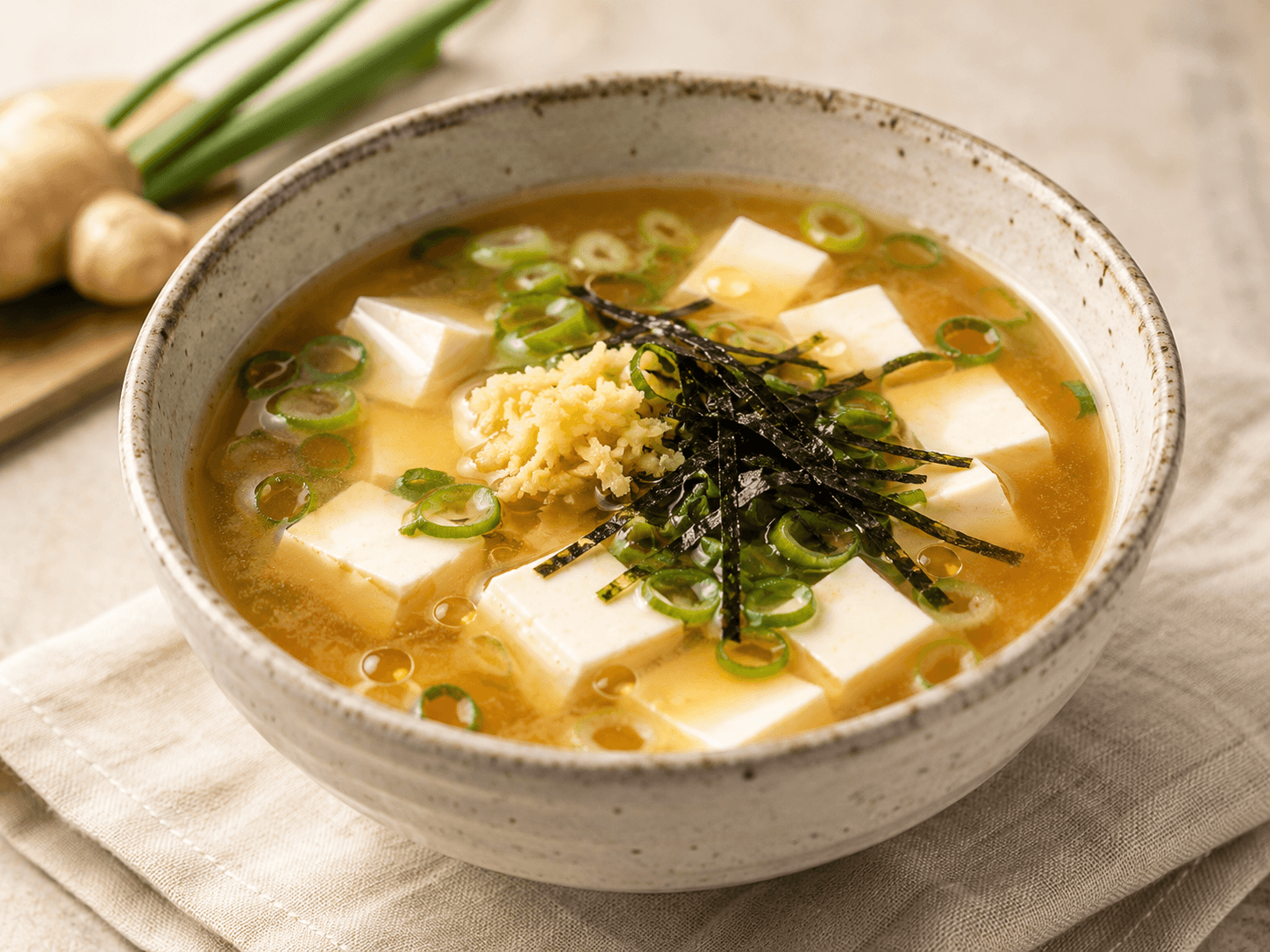 Miso & Ginger Broth with Silken Tofu