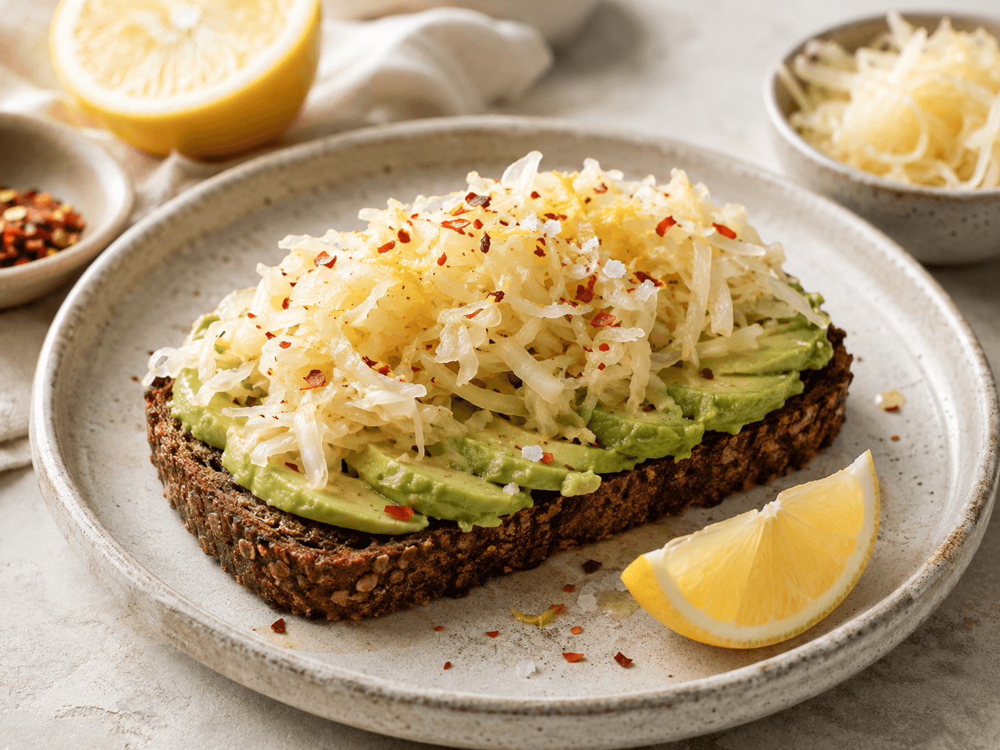 Sauerkraut & Avocado Rye Toast