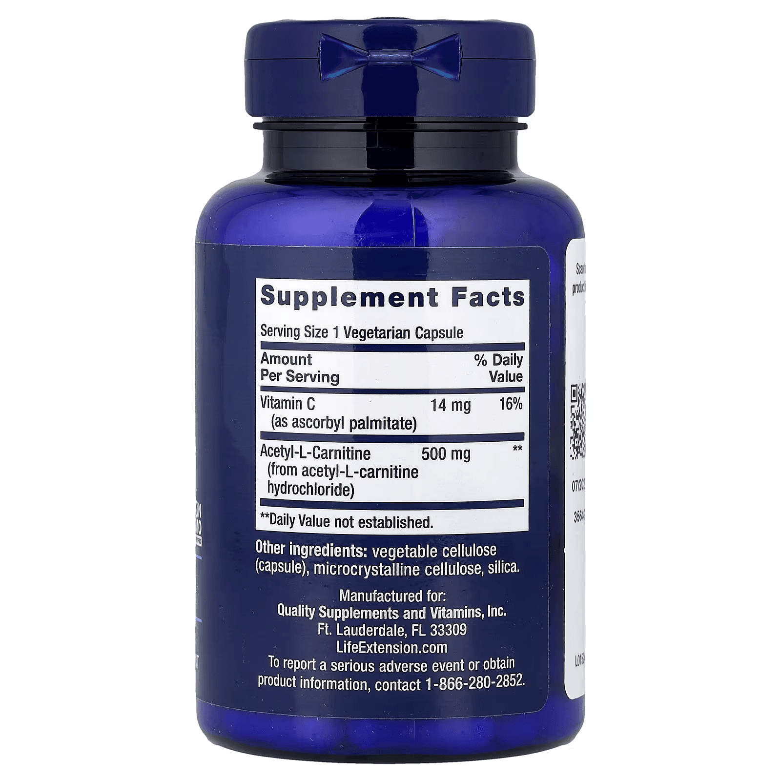 Life Extension, Acetyl-L-Carnitine, 100 Vegetarian Capsules thumbnail 2