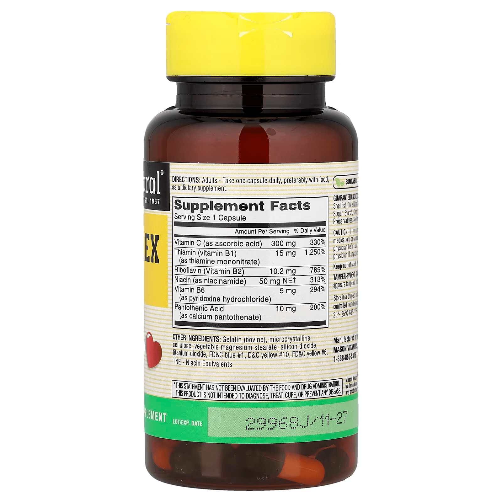 Mason Natural, B-Complex with C, 100 Capsules thumbnail 2